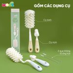 Bộ cọ rửa bình sữa Moaz Eco chất liệu mút xốp bọt biển cho bé - Image 5