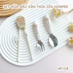 Set đũa thìa muỗng nĩa Honper gấu nâu HP128 có hộp đựng - Image 2