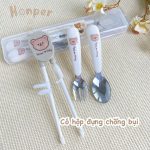 Set đũa thìa muỗng nĩa Honper gấu nâu HP128 có hộp đựng - Image 5