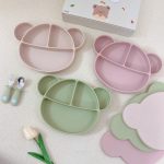 [Có nắp] Khay ăn dặm BAR-ROT hình gấu 5 ngăn bằng silicone có đế hít cho bé tập ăn dặm có hộp giấy - Image 2
