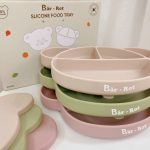 [Có nắp] Khay ăn dặm BAR-ROT hình gấu 5 ngăn bằng silicone có đế hít cho bé tập ăn dặm có hộp giấy - Image 3