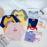 Áo thun lẻ Minky raglan tay dài hình bé trai bé gái có size 90-130 cho bé - Image 2