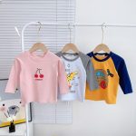 Áo thun lẻ Minky raglan tay dài hình bé trai bé gái có size 90-130 cho bé - Image 3