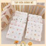 Khăn tắm xô 6 lớp Monona mẫu trắng in họa tiết vải mềm cho bé