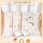 Thảm điều hòa kèm gối cao su Monona cho bé đi học chất liệu tencel êm dịu, thoáng mát