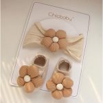 Set nón turban kèm tất vớ 3d Chicbaby cho bé gái từ sơ sinh - Image 3