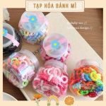 Lọ 100 chun thun khúc mix màu phụ kiện tóc cho bé gái