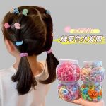 Lọ 100 chun thun khúc mix màu phụ kiện tóc cho bé gái - Image 3