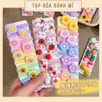 Set vỉ 10 chun viền răng cưa gắn charm cute thun tóc cho bé