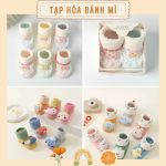 Hộp set 2 đôi vớ chống trượt Huaweishu có hộp làm quà tặng cho bé sơ sinh (0-6m)