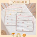 Gối / Lót đầu bé sơ sinh trần bông Monona mỏng mát họa tiết xinh