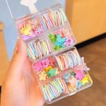 Hộp 4 ngăn 50 phụ kiện kẹp tóc và chun thun cột tóc bé gái (phụ kiện T014) - Image 5