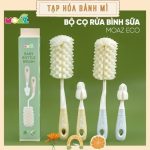 Bộ cọ rửa bình sữa Moaz Eco chất liệu mút xốp bọt biển cho bé