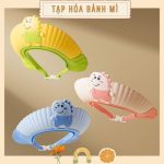 Mũ gội đầu Nón tắm chắn nước họa tiết khủng long chibi cho bé