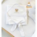 Ủ choàng Manny cotton cao cấp hình thêu họa tiết kèm dây đai cho bé - Image 2
