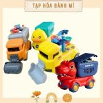 Đồ chơi Xe chở lego lắp ráp 124 chi tiết hình Vịt - Khủng long - Xe máy xúc cho bé