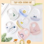 Yếm silicon mềm dẻo có máng hứng nhiều họa tiết cho bé ăn dặm