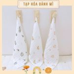 Khăn sữa 6 lớp Monona mẫu trắng in họa tiết vải mềm mại cho bé (hộp 3 cái)