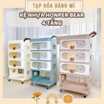 Kệ nhựa 4 tầng Honper Bear HP545 có bánh xe di chuyển tiện lợi kèm giỏ đựng đồ cho bé - Image 2