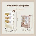 Kệ nhựa 4 tầng Honper Bear HP545 có bánh xe di chuyển tiện lợi kèm giỏ đựng đồ cho bé - Image 4