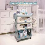 Kệ nhựa 4 tầng Honper Bear HP545 có bánh xe di chuyển tiện lợi kèm giỏ đựng đồ cho bé - Image 6
