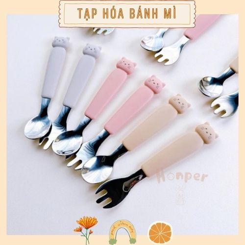 shopee-vn-11134207-820l.jpg Set thìa muỗng nĩa inox Honper hình thỏ mèo có hộp đựng cho bé ăn dặm - Image 1