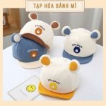 Nón kết Mũ lưỡi trai vải nhung hình GẤU vành mềm có tai gấu cho bé đi chơi