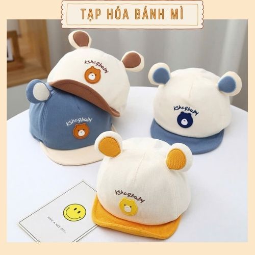 shopee-vn-11134207-820l.jpg Nón kết Mũ lưỡi trai vải nhung hình GẤU vành mềm có tai gấu cho bé đi chơi - Image 1