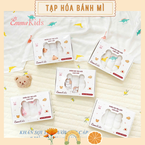 shopee-vn-11134207-820l.jpg Khăn sữa sợi tre lưới Emma Kids hộp 5 cái cho bé từ sơ sinh - Image 1