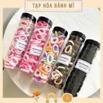 Hộp ống 100 chun trơn chun cao sần chun khúc phụ kiện thun tóc cho bé - Image 2
