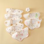 Yếm vải chữ U / tròn xoay 360 độ có lớp chống thấm cho bé ăn dặm - Image 2