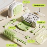 Bộ cọ rửa bình sữa di động hình Gấu / Sư tử/ Trơn 6 chi tiết gấp gọn mang đi - Image 3