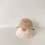 Nón vành bucket vành tròn thêu gấu có dây quai cho bé đi chơi - Image 3