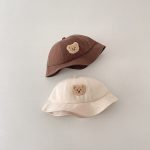 Nón vành bucket vành tròn thêu gấu có dây quai cho bé đi chơi - Image 4