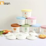 [2 nắp] Hũ sứ đa năng 2 nắp sứ + silicone Misan chia vạch 250ml Bát chén thố sứ cho bé ăn dặm - Image 2