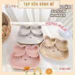 Khay ăn dặm silicone đế hít Honper hình thỏ mèo cho bé ăn dặm