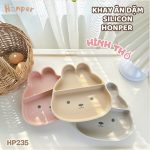 Khay ăn dặm silicone đế hít Honper hình thỏ mèo cho bé ăn dặm - Image 2