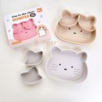 Khay ăn dặm silicone đế hít Honper hình thỏ mèo cho bé ăn dặm - Image 5
